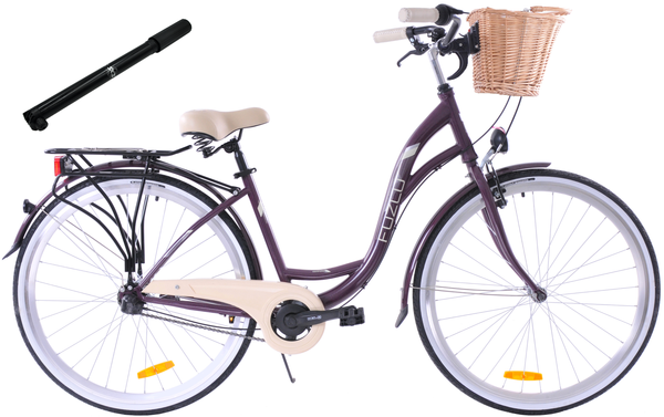 Rower miejski 28 Fuzlu Nevada S3 fioletowy