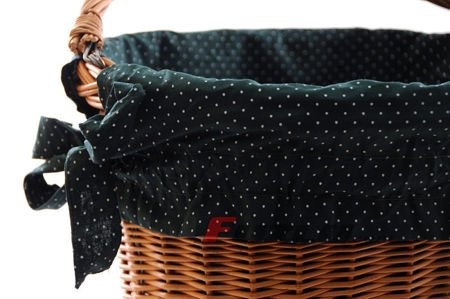 Ozdobna wkładka do kosza zielona w grochy