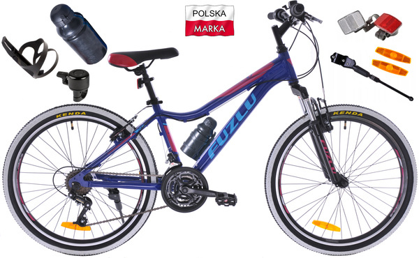 Rower górski 24 Fuzlu Team 24 alu. (14,5") ciemnoniebieski/malinowy/biały