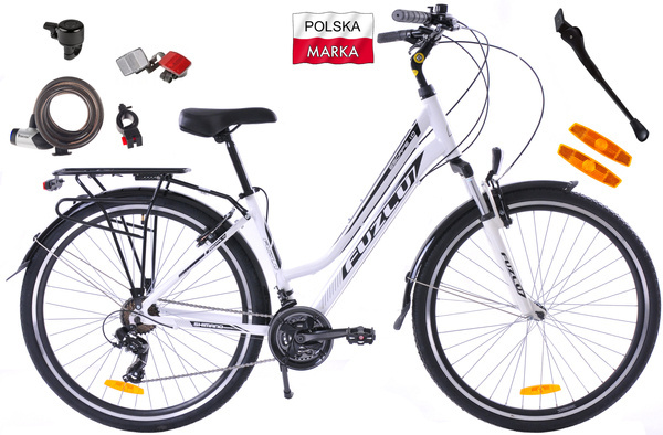 Rower trekkingowy 28 Fuzlu Escape 1.0  Lady (18") biały/czarny/czarny połysk