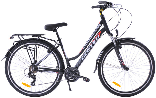 Rower trekkingowy 28 Fuzlu Escape 1.0 Lady (18") czarny/czerwony/biały mat