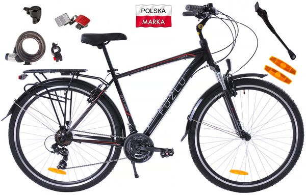 Rower trekkingowy 28 Fuzlu Core Men amor. (20")  czarny/czerwony/biały połysk