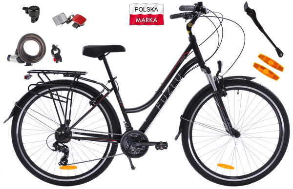 Rower trekkingowy 28 Fuzlu Core Lady amor. 18" czarny/czerwony/biały