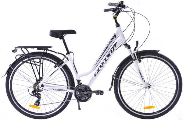 Rower trekkingowy 28 Fuzlu Escape 1.0  Lady (18") biały/czarny/czarny połysk