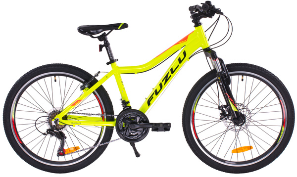 Rower górski 24 Fuzlu Team 24 alu. (14,5") limonkowo-czerwony połysk
