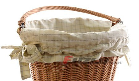Duży kosz wiklinowy zawieszany z rączką + wkładka kremowa w kratę